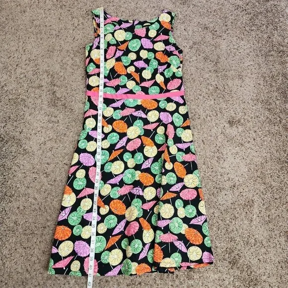 Vintage Requirements Cocktail Umbrella Lemon Lime Novelty Fit Flare Dress 8/S - Picture 11 of 11